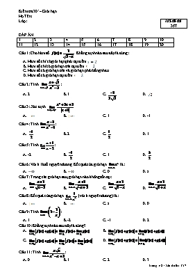 Kiểm tra 30- Giới hạn (Mã đề thi 357)